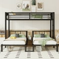 thumbnail image 3 of Mirightone Triple Bunk Bed for 3, Metal 3 Bed Bunk Bed with Guardrail & Ladder, Convertible Space-Saving Bunk Bed Frame for Teens,Twin XL over Twin over Twin Size (Black), 3 of 10