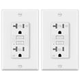 thumbnail image 1 of ELECTECK 2 Pack GFCI Outlets 20 Amp, Outdoor Weather Resistant (WR), Decor GFI Receptacles with LED Indicator, Ground Fault Circuit Interrupter, Wallplate Included, ETL Certified, White, 1 of 7