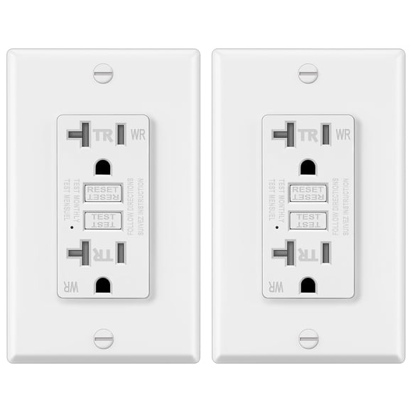 ELECTECK 2 Pack GFCI Outlets 20 Amp, Outdoor Weather Resistant (WR), Decor GFI Receptacles with LED Indicator, Ground Fault Circuit Interrupter, Wallplate Included, ETL Certified, White