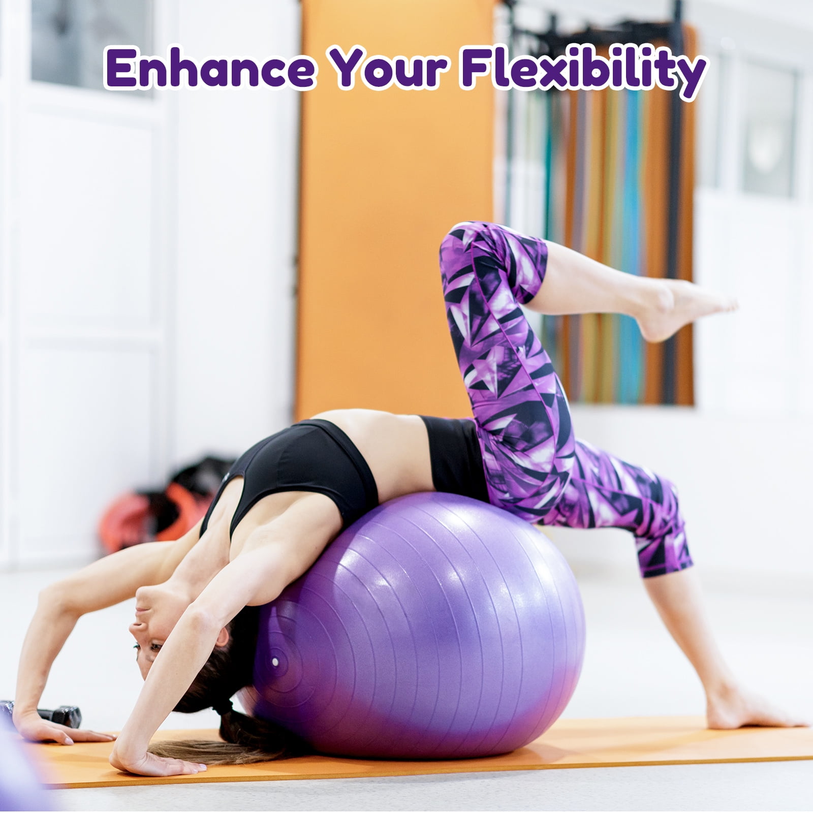 Lockways Yoga Ball, 2Pcs Anti Burst Exercise Ball for Fitness, Physical Therapy, Thick Heavy Duty Pilates Ball with Pump for Office, Home, Gym, Purple, 2 Sizes, 25.6 inch & 9 inch