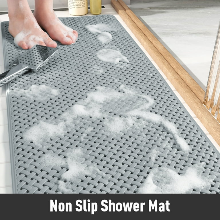 SIXHOME Shower Mat Non Slip Bath Mat for Tub 14x27 Shower Mats for  Bathtub Machine Washable Bathtub Mat with Suction Cups and Drain Holes  Woven Grey