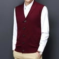 thumbnail image 5 of Product Classification Men's Sweater Vest - Buckle Design V-Neck Wool Collarless Autumn/Winter Layering, 5 of 5