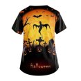 thumbnail image 3 of LINMOUA Plus Size Halloween Printed Working Uniform Tops For Women V-Neck Short Sleeve T-Shirts Workwear Tee With Pockets, 3 of 4