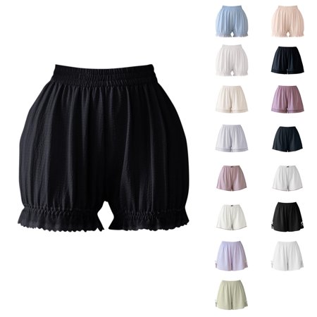 Ahuyic Womens Short Pants Summer Plus Size Pants for Women Womens Solid Color Lace Loose Outer Leggings Pajama Shorts White XXXXL