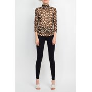 Catherine Malandrino Turtle Neck 3-4 Sleeves Top-ANIMAL / S