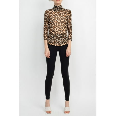 Catherine Malandrino Turtle Neck 3-4 Sleeves Top-ANIMAL / S