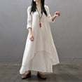 thumbnail image 3 of Femmes Coton et Lin Maxi Robe 2018 Printemps Été Faux Deux Pièces Demi-Manche Robe Irrégulière en Vrac Oversize, 3 of 9