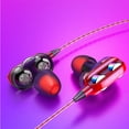 thumbnail image 1 of Casque Filaire à Double Haut-Parleur Stéréo, Écouteurs Sport avec Micro, Version de Réglage Rouge, 1 of 4