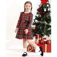 thumbnail image 2 of SANMIO Toddler Christmas Dress for Girls Plaid Dresses Red Green Long Sleeve Holiday Outfits Casual 2-7T, 2 of 7