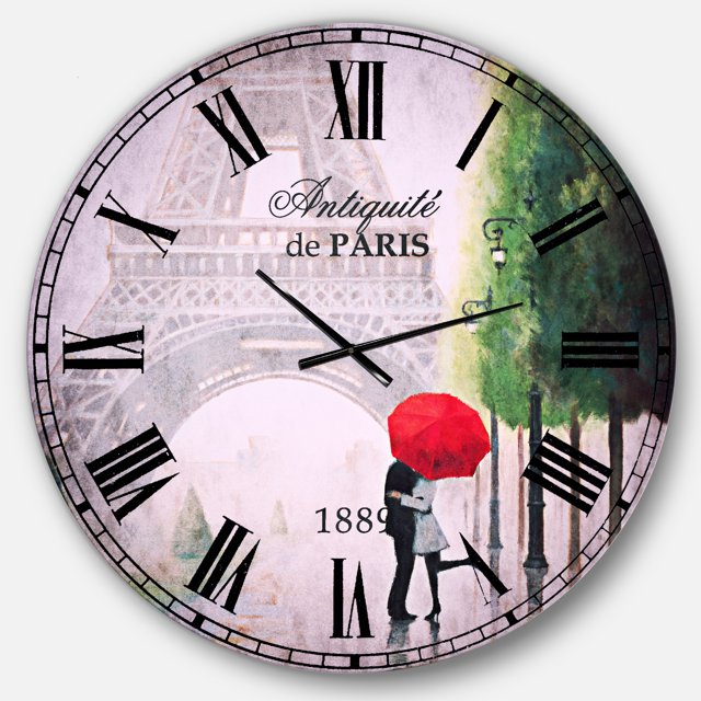 Designart 'Paris Romance Couples III' Traditional wall clock