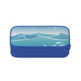 thumbnail image 2 of TEQUAN Large Capacity Pencil Case, Blue Waves Ocean Fish Bird Pattern Pencil Pouch 2 Compartments Pencil Bag (Blue), 2 of 7