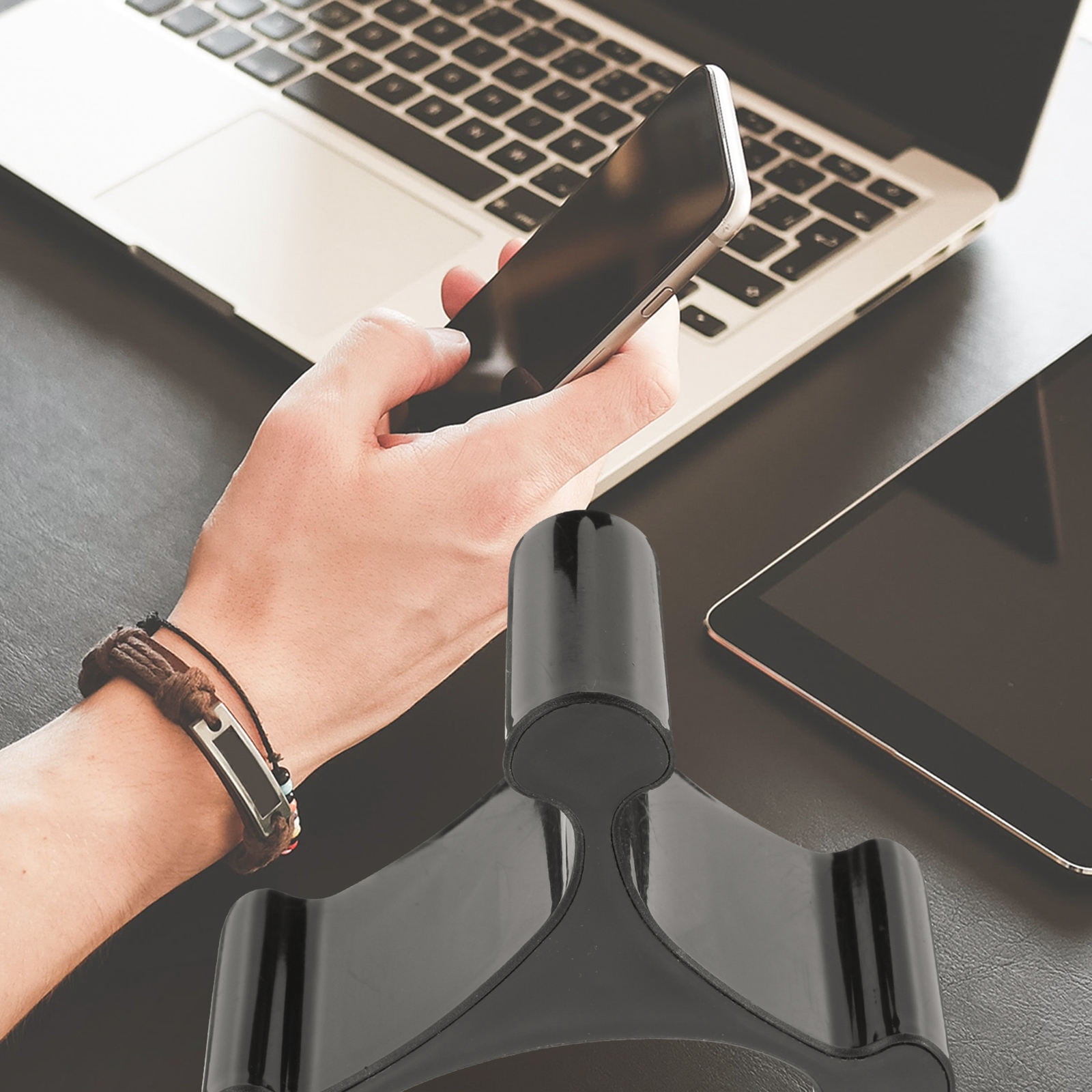 NIYANGLE Phone Stand Desk Desktop Mobile Phone Stand Black Acrylic 1Set