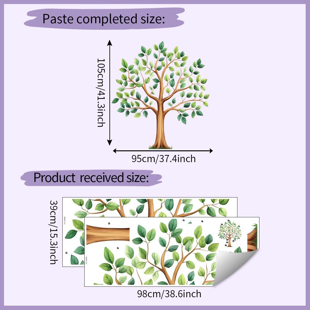 Large Tree Wall Decals Green Plants Jungle Wall Stickers for Kids Room Classroom Nursery Bedroom Home Decor DIY Peel and Stick Art Decals Kids Bedroom Living Room Window Wall Decor