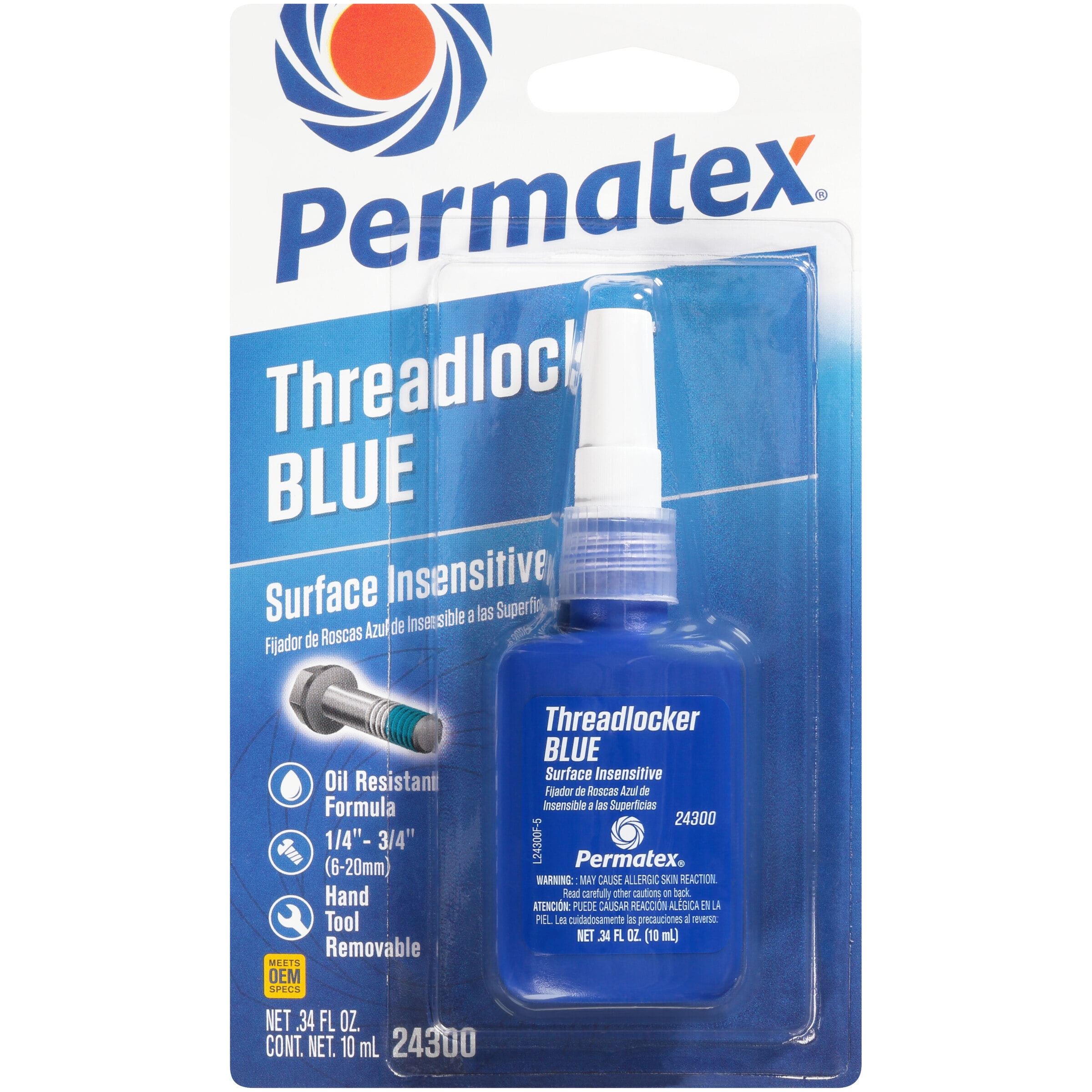 Permatex® 24300 Surface Insensitive Threadlocker Blue 0.34 fl. oz. Carded Pack