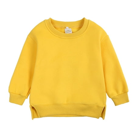 

Newborn Boys Girls Fleece Hoodie Solid Color Crewneck Small and Medium Children s Pullover Children s Long-Sleeved T-Shirt for 6M-6T