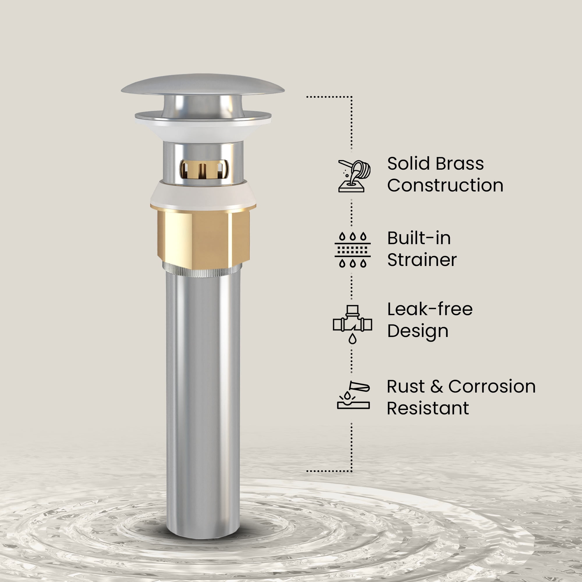 Ayna Decors Bathroom Sink Faucet Single Hole, Brass Single Handle Vanity Faucet with Pop Up Drain Stopper and Water Faucet Supply Lines (Brushed Nickel)