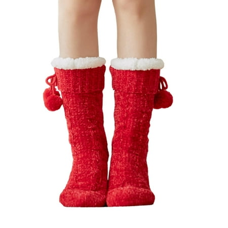 

Thickened Socks Womens Slipper Socks Winter Warm Fleece Lined Socks Cozy Soft Thick Fuzzy Non Slip Indoor Christmas Socks