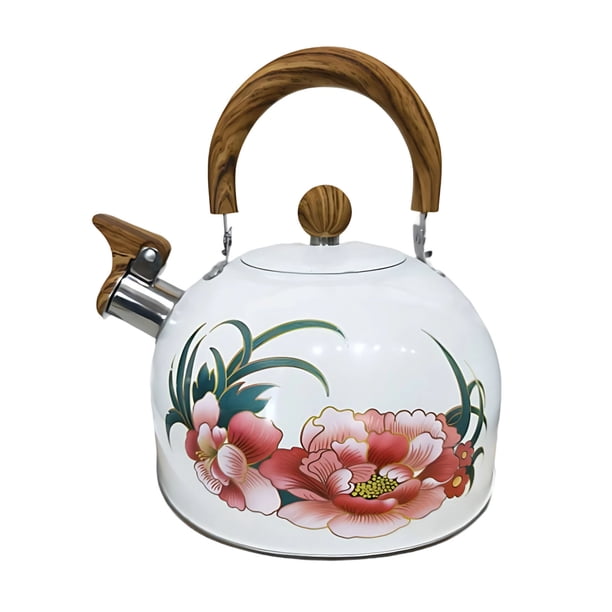 Pisexur Batería de cocina Hervidor de té silbante floral para estufa Hervidor de té silbante para estufa Hervidor de té silbante de acero inoxidable con asa Hervidor para la cocina del hogar