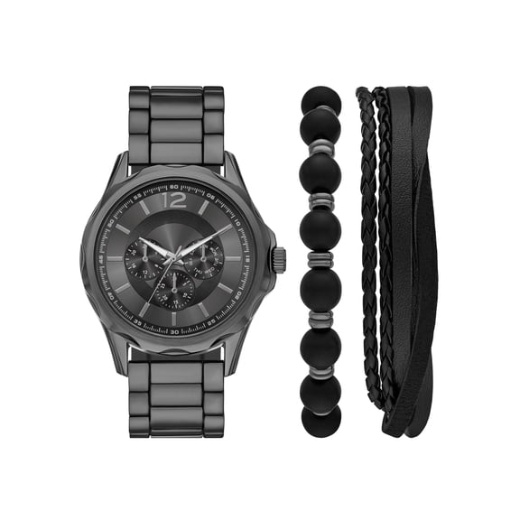 Folio Adult Men's Alloy Gunmetal 42mm 2pc Wristwatch Set