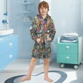 thumbnail image 5 of FORMRS Niños Bathrobe Unisex Hooded Robe Soft Plush Pajamas Sleepwear, Size 2-3T, Blue Colorful Flowers, 5 of 7