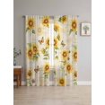 thumbnail image 4 of Sheer Curtains 96 Inches Long 2 Panels, Farm Sunflower Plant Butterfly Rod Pocket Curtain Voile Draperies, Vintage Stamp Letter Light Filtering Window Treatment for Living Room Kitchen Bedroom, 4 of 8