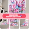 thumbnail image 4 of Dznils Pink Floral Shower Curtain Sets with Rugs, 16Pcs Butterfly Bathroom Curtain Set, 72" x 72", 4 of 12