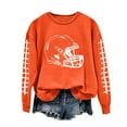 thumbnail image 2 of Mceream Sunday Funday Football Sweatshirts Women Casual Crewneck Game Day Sweatshirt Long Sleeve Funny Football Graphic Shirt Pullover Tops Orange M, 2 of 4