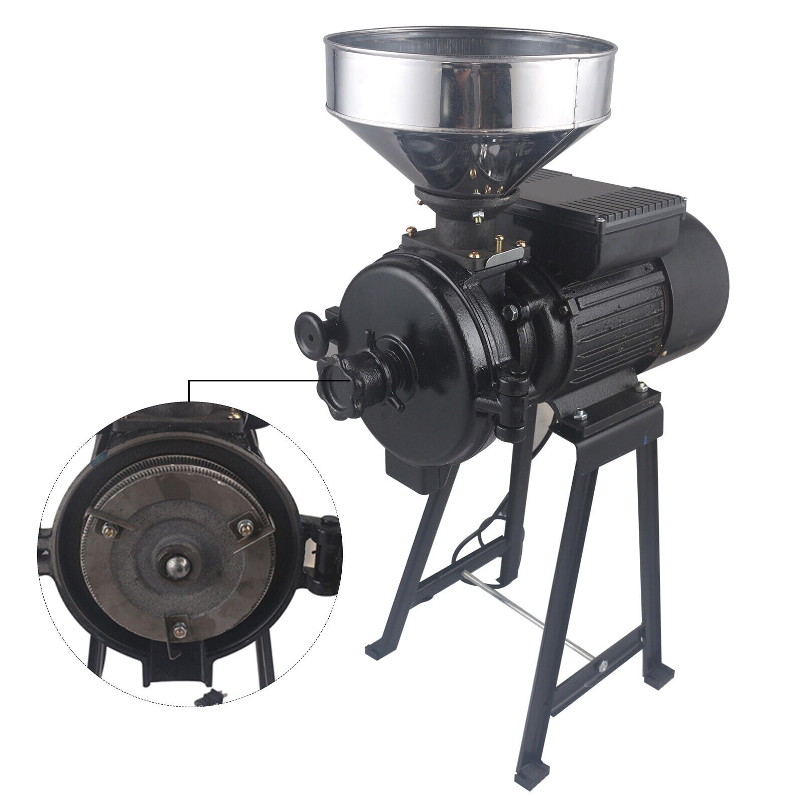 Electric Grain Mill Machine Corn Wheat Cereal Feed Wet Dry Grinder w/ Funnel