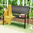 thumbnail image 4 of Gymax Set of 2 Patio Wicker Bench All Weather Rattan Chair Loveseat w/ Acacia Armrest, 4 of 10