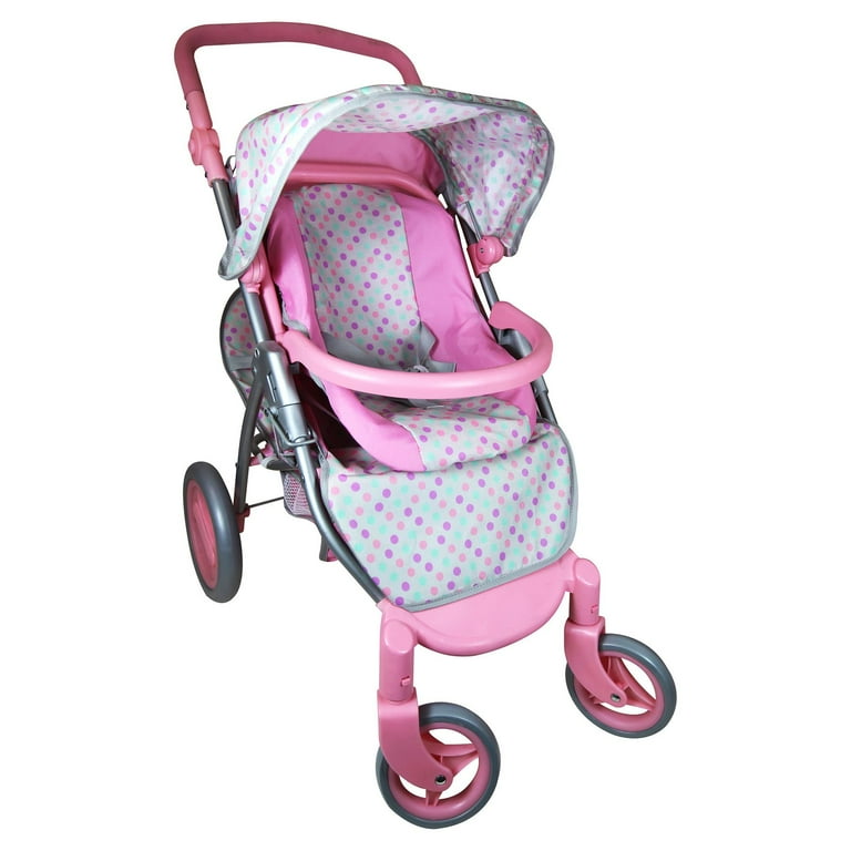 Lissi Twin Baby Doll Stroller with Car Seat and Accessories Pink