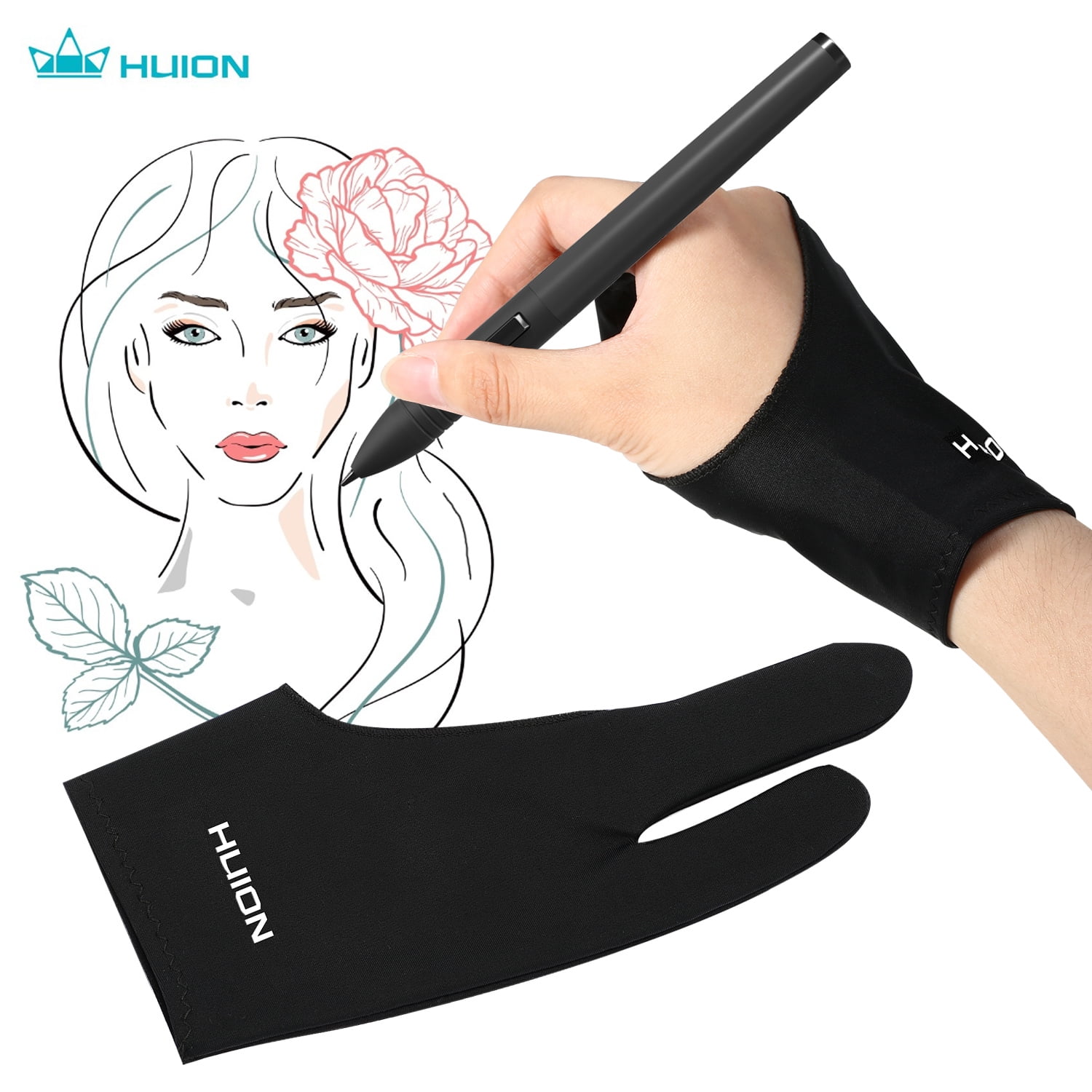 Huion Huion GL200 Two-Finger Free Size Drawing Glove Artist Tablet Painting Glove for Right & Left Hand Compatible with Huion Graphics Drawing Tablets