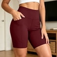 thumbnail image 2 of Hurxie Biker Shorts Women Tummy Control Workout Shorts Women with Pockets High Waisted Yoga Running Gym Compression Wine,XL, 2 of 7