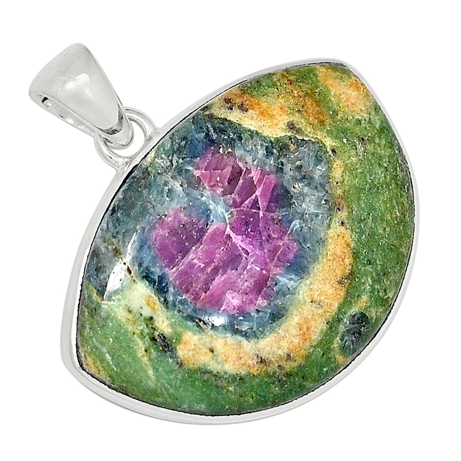 Ruby Fuchsite Evil Eye Pendant 925 Sterling Silver Pendant Ruby Fuchsite Gemstone Pendant Handmade Silver Jewelry Pendant For Necklaces
