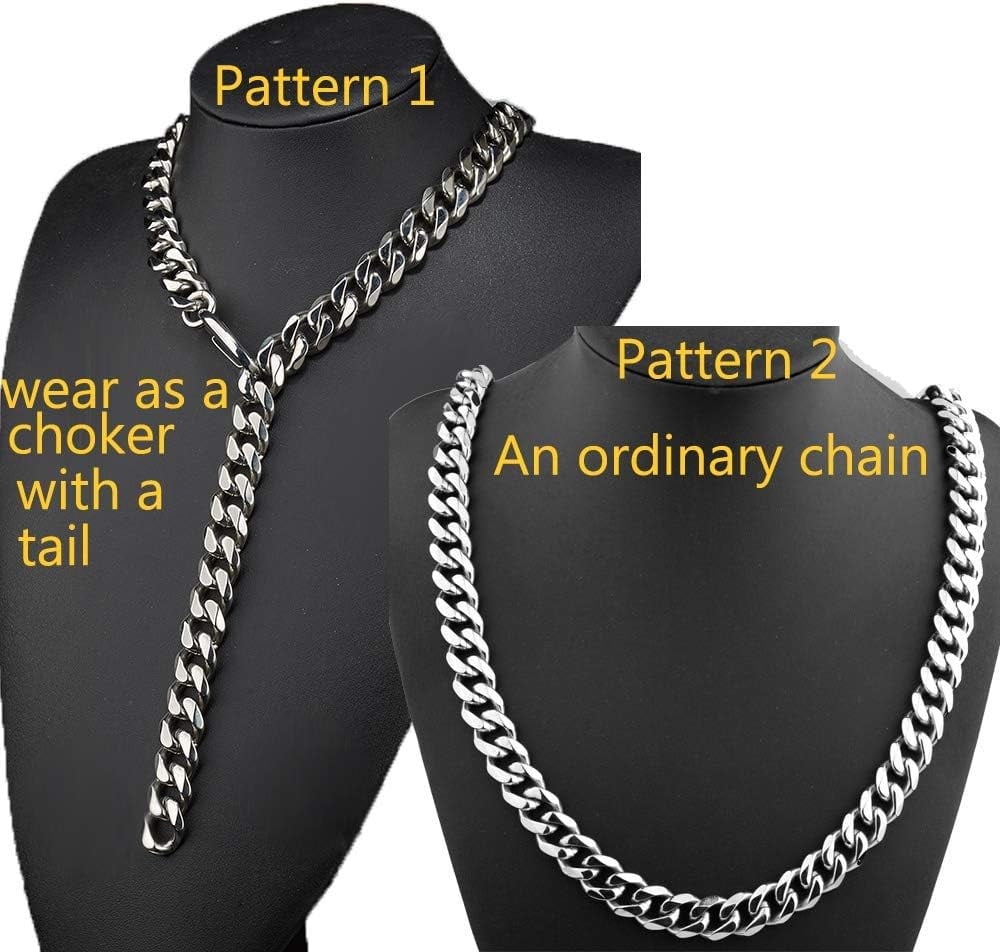 Stainless Steel Cuban Link Chain Choker – 15mm Width, 9" Length, Adjustable, Hip Hop Rapper Necklace For Men 5 thumbnail image