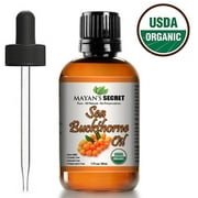 Mayan's Secret Organic Sea Buckthorn Fruit Oil, USDA Certified , Vegan, Cruelty-Free, Unrefined for Hair, Skin & Nails - Benefits Acne, Eczema & Rosacea, 1oz