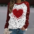 thumbnail image 1 of Jsaierl Hauts Raglan à Manches Longues pour Femmes, Col Rond, Imprimé Cœur, Tendance, Ample, Confortable, 2025, 1 of 5