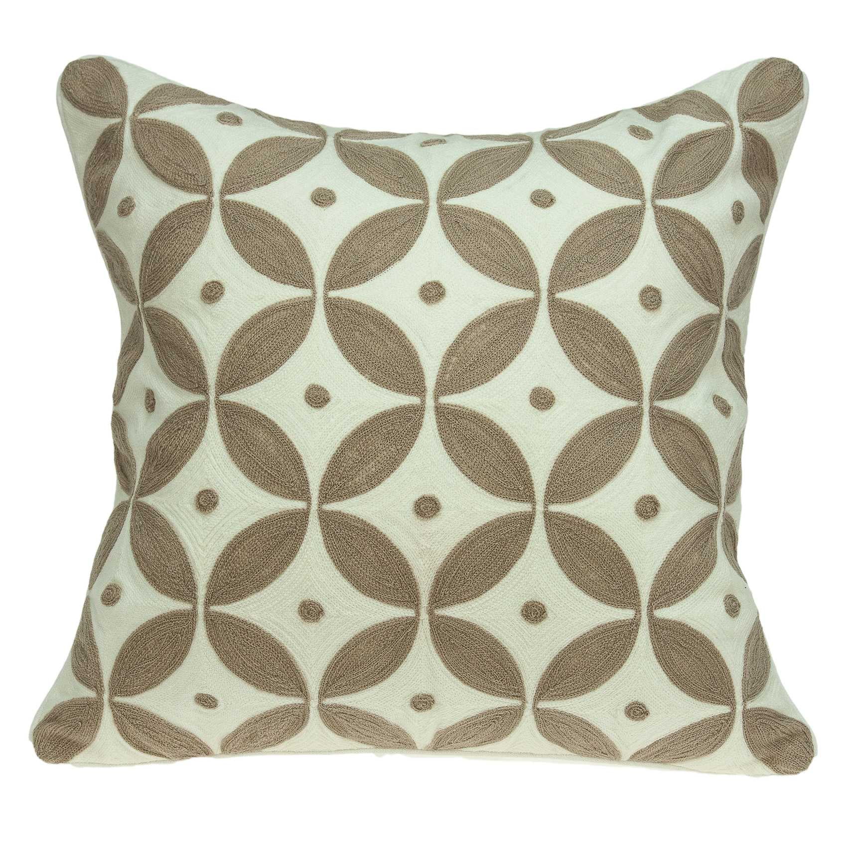 20" x 7" x 20" Transitional Beige and White Accent Pillow Cover With
