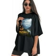 thumbnail image 3 of Plus Size Shirt for Women Black Tops for Women Short Sleeves Shirt for Women Fairy Castle T Shirt Crewneck Shirt for Women XL, 3 of 5
