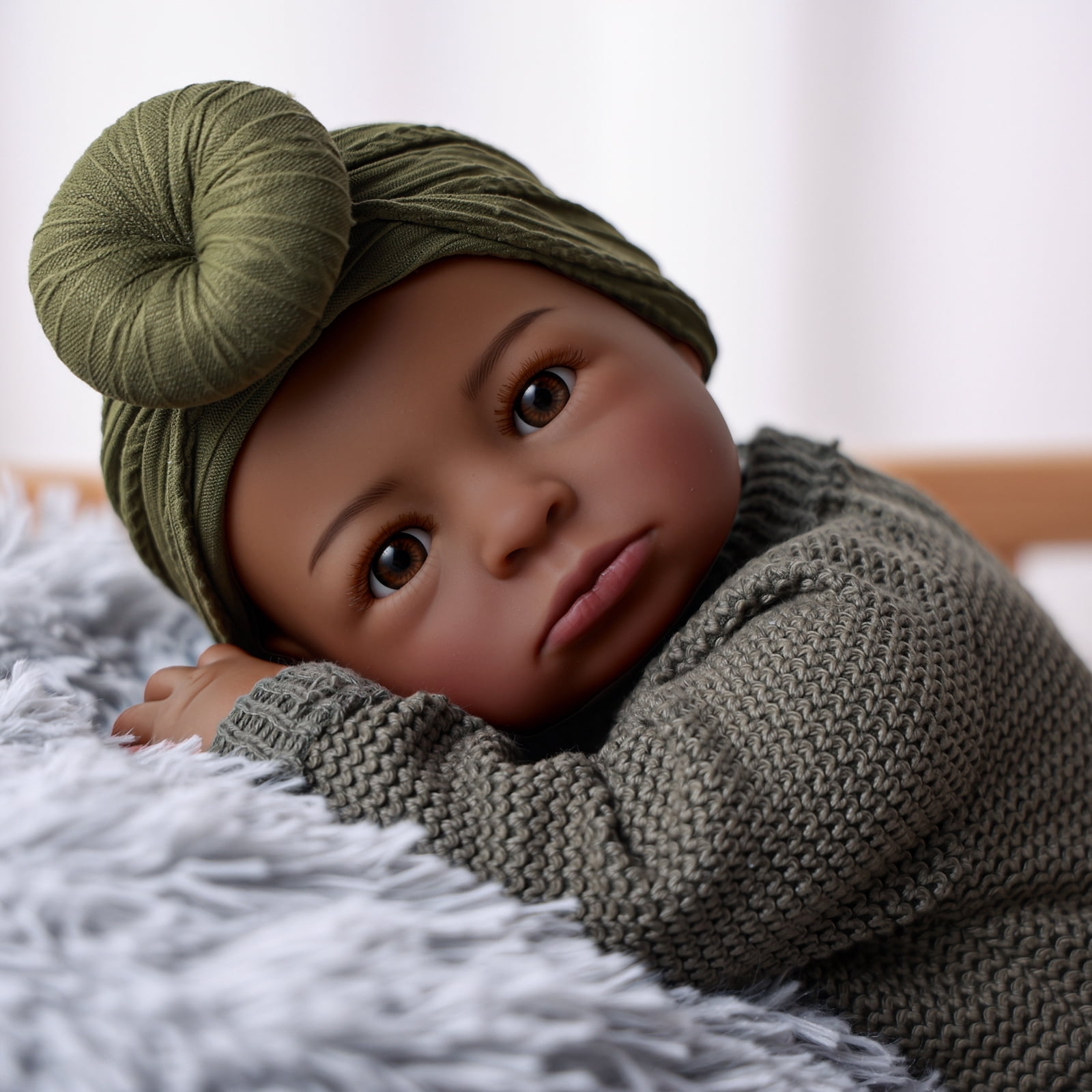 RSG Black Reborn Baby Dolls, 20 Inch Black Girl Lifelike Real Life Baby Dolls with Feeding Kit Gift Box for Kids Ages 3+