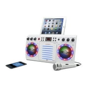 iKaraoke KS303W-BT Bluetooth CD&G Karaoke System with Multi Color Lighting Effect, White