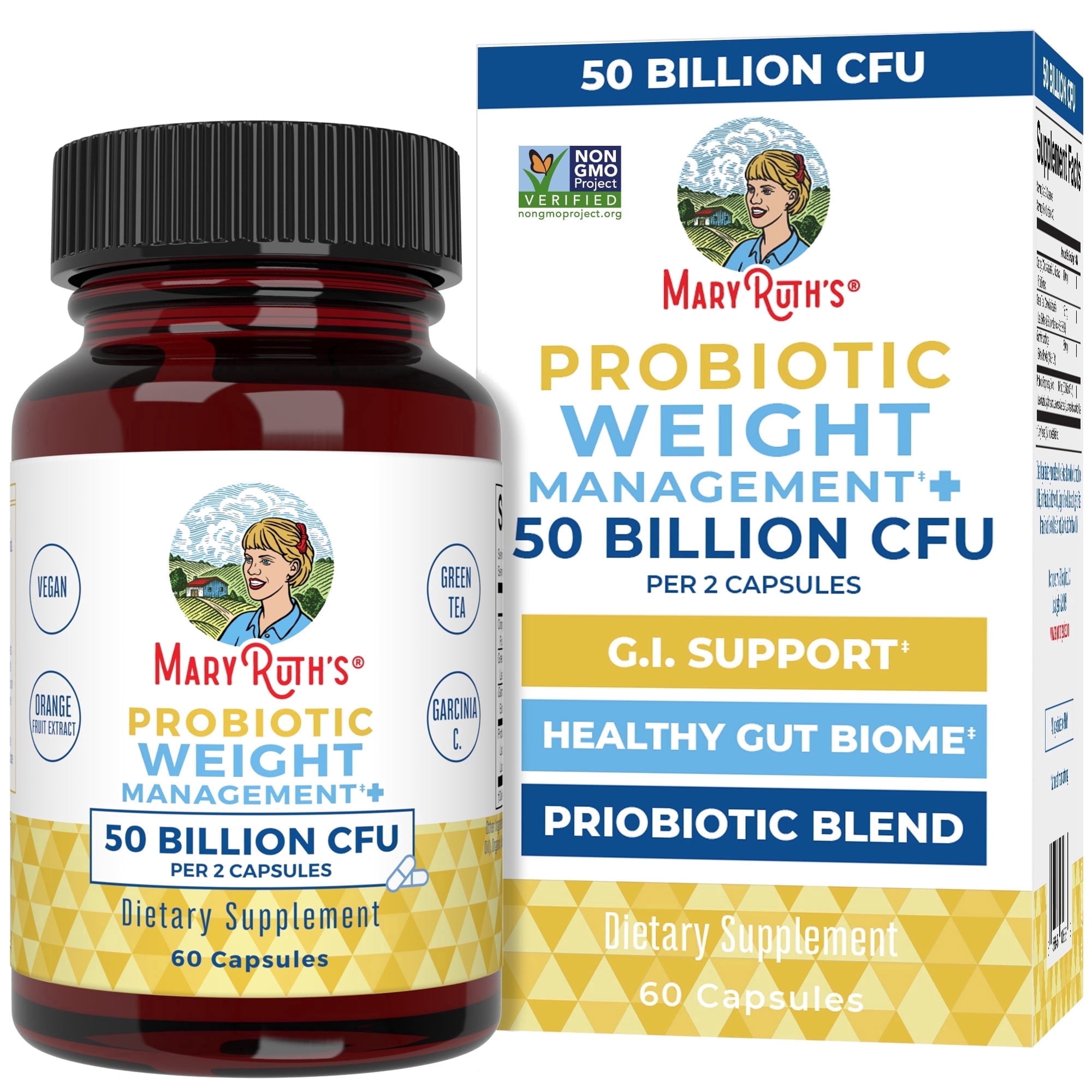 MaryRuth's Probiotic Weight Management+ Supplement with Garcinia, Morosil, Vegan, Dairy-Free, Adults, Unisex, 60 Count,