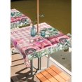 thumbnail image 2 of Outdoor Tablecloths with Umbrella Hole & Zipper, Eucalyptus Trucks 54x54 Inch Square Tablecloths, Spring Farmhouse Floral Leaves Pink Plaid Waterproof Table Cloth, Patio/Pool/Picnic Table Covers, 2 of 8