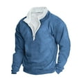 thumbnail image 3 of Momasggi Men's 1/4 Zip Pullover Thermal Fleece Fuzzy Sherpa Lined Sweatshirts Long Sleeve Stand Collar Sweatshirt Big and Tall Sweatshirt Light Blue 4XL, 3 of 4