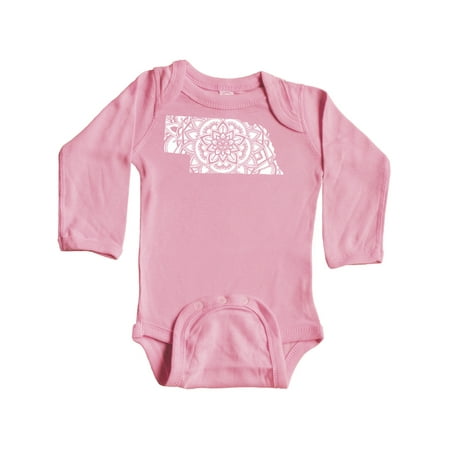 

Inktastic Nebraska Silhouette Mandala Gift Baby Boy or Baby Girl Long Sleeve Bodysuit