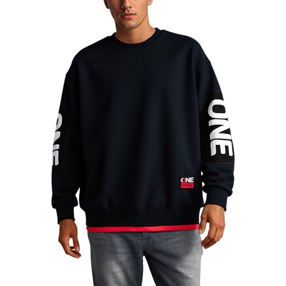 XIAOCHA Men's Casual Long Sleeve Color Block Round Neck Sweatshirt Spring Autumn Loose Fit Comfortable Pullover Top