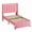 Pink, variant on HSUNNS Twin Size Girl Bed with Crown Headboard, Soft PU Upholstered Princess Platform Bed Frame, No Spring Box Needed, Easy Assembly, Cream Pink