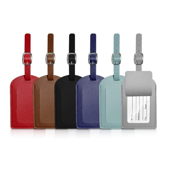 5Pcs Luggage Tags, PU Leather Suitcase Tags Handbag Tags Personalized Card Holder Luggage Tags For Suitcases, Color Suitcase ID Tag Set To Prevent Loss Of Bags And Suitcases (Random Multicolor)