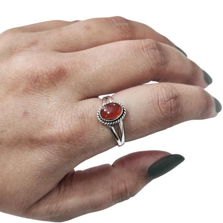 Natural Carnelian Ring, Carnelian Gemstone Ring, Genuine Birthstone, Adjustable Tiny Ring, Toe Ring, 925 Sterling Silver, Womens Ring, Christmas, Twisted Boho Ring, Handmade Statement Jewelry