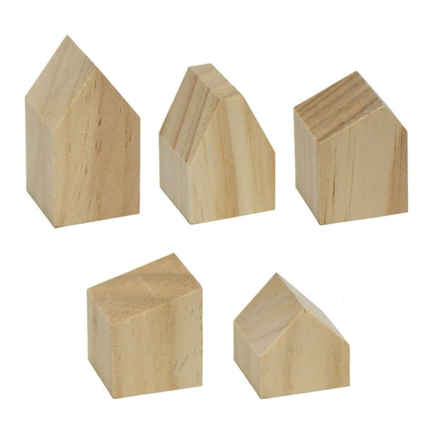 Cubos de pintura en blanco, pequeños recortes de madera en blanco, forma de flecha pequeña de granja, madera 5 piezas