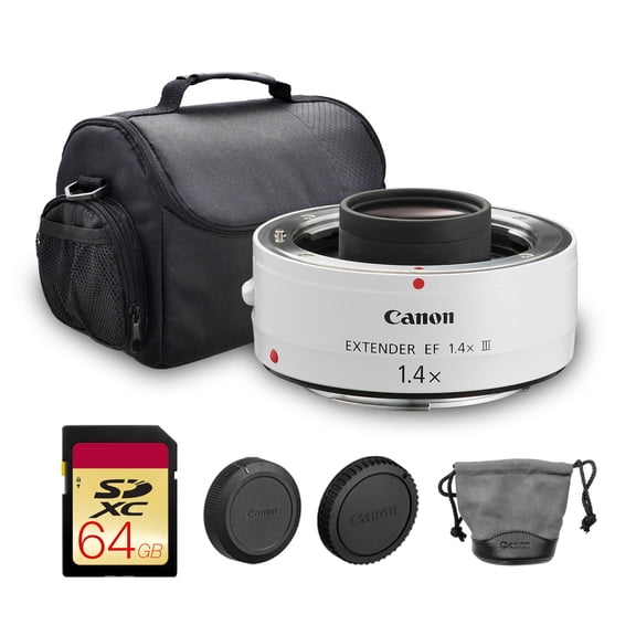 Canon Extender EF 1.4X III | L-Series Teleconverter for Canon EF Lenses | Increases Focal Length for Sports, Wildlife & Telephoto Photography (4409B002)   64GB Memory Card   Canon EOS 200ES Bag